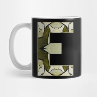 Letter E Monogram Initial Olive Green Pearl White Aesthetic Abstract Pattern Painting On Canvas Mug